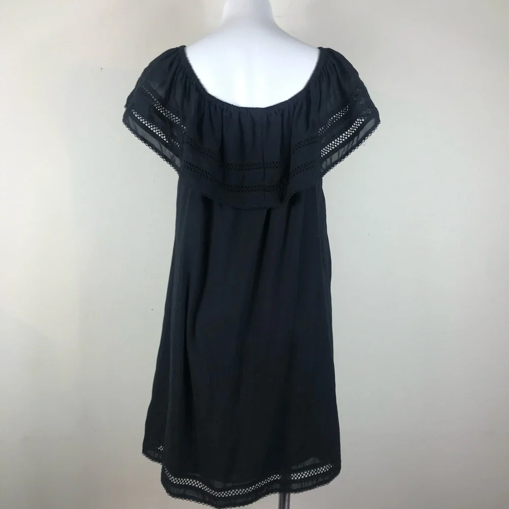 Aritzia Wilfred Emmie Off the Shoulder Boho Peasant Coastal Sun Dress Black M - Picture 13 of 16